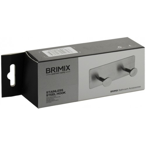 Крючок двойной BRIMIX ART531 нержавеющая сталь , на самоклеющейся основе