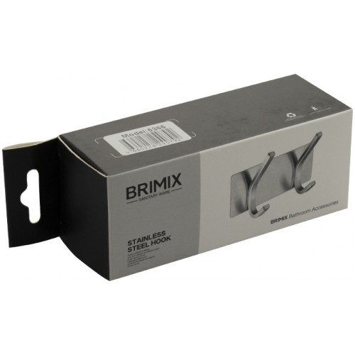 Крючок двойной BRIMIX ART5365 графит , на самоклеющейся основе