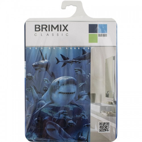 Шторка для ванной комнаты, фотопечать, АКУЛА BRIMIX ART02-03 Полиэстер