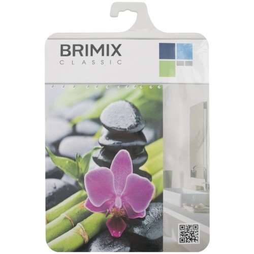 Шторка для ванной комнаты, фотопечать, БАМБУК с ЦВЕТКОМ BRIMIX ART02-19 Полиэстер