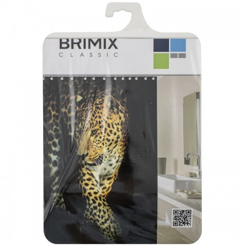Шторка для ванной комнаты, фотопечать, ЛЕОПАРД BRIMIX ART02-25 Полиэстер 180х200