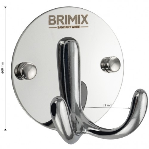 Крючок двойной BRIMIX ART0587 Нержавеющая сталь, Хром